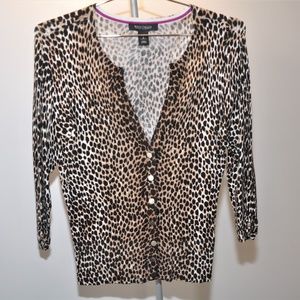 White House Black Market Animal Print Cardigan